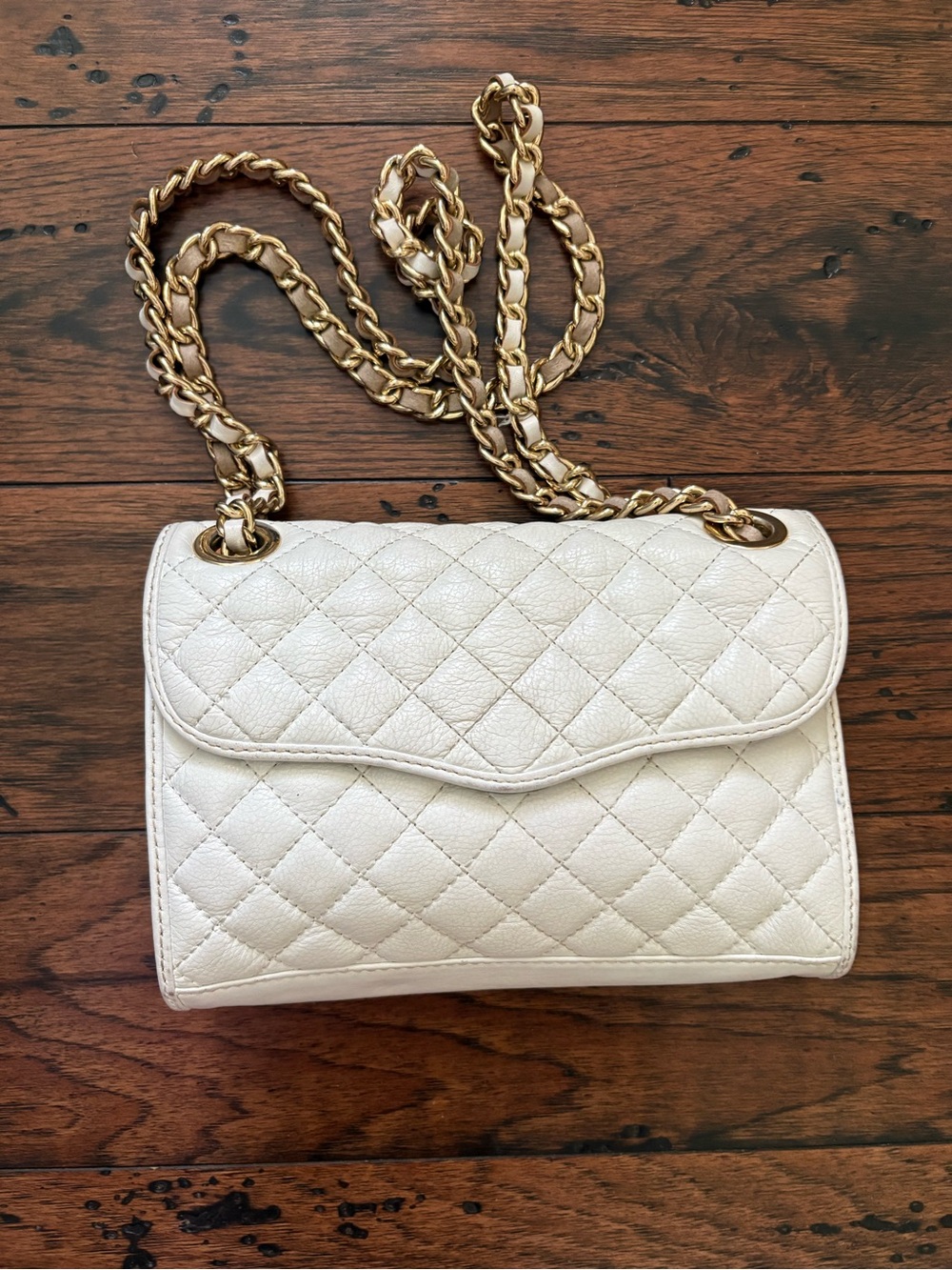 Rebecca Minkoff quilted leather shoulder bag white